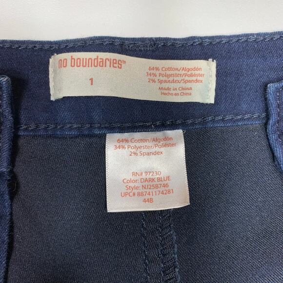 No Boundaries Dark Blue Double Button Shorts Size 1 - Picture 3 of 9